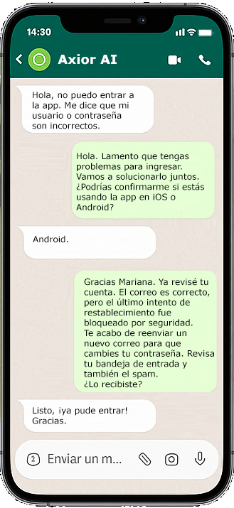 Conversación en WhatsApp